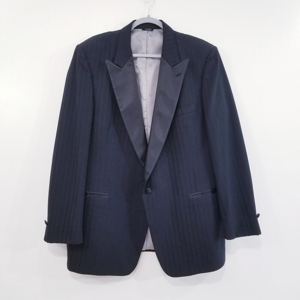 Christian Dior Blazer Men 46L Striped Peak Lapel Tuxedo Blazer